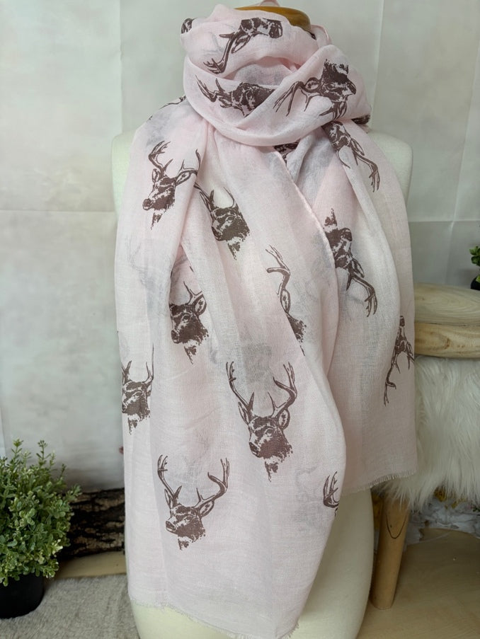 Zwillingsherz Schal „mit Hirsch“ in Rosa
