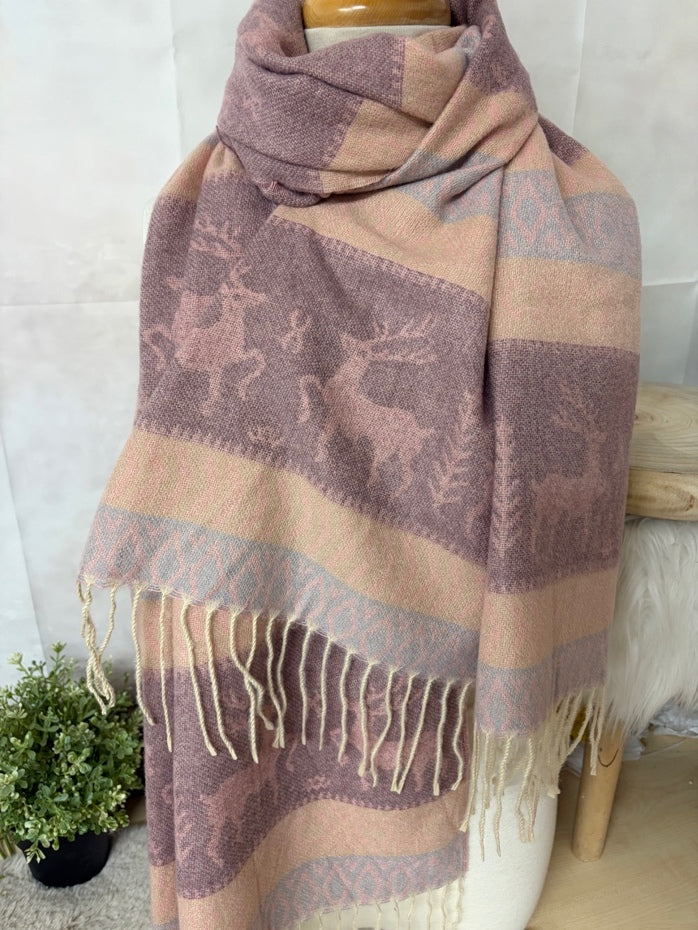 Zwillingsherz Schal „Hirsch - Polyester“ in Rosa