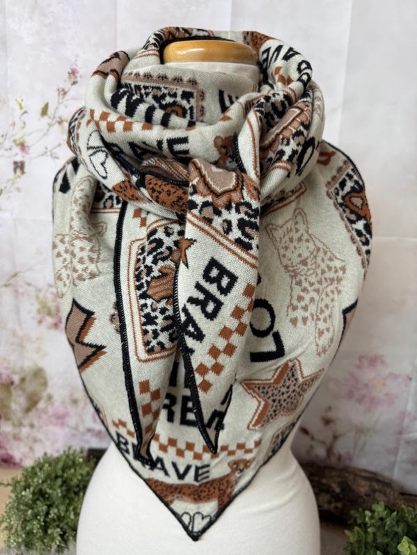 Dreieckstuch Leo Blitz – Beige/ Leo