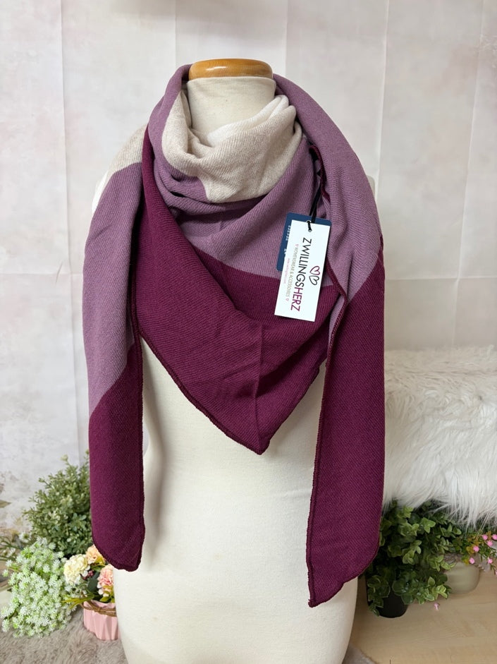 Zwillingsherz Dreieckstuch „Margaritha“ in Beige/ Beere/ Rosa