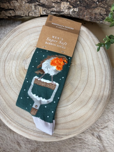 Wrendale Weihnachtssocken "Rotkehlchen"