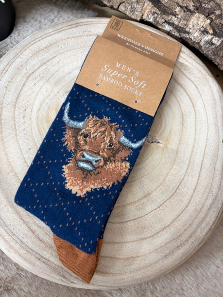 Wrendale Männersocken "Highland Heathers - Blau"
