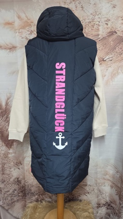 Zwillingsherz ärmelloser Steppmantel Anthrazit Pink Rückseite