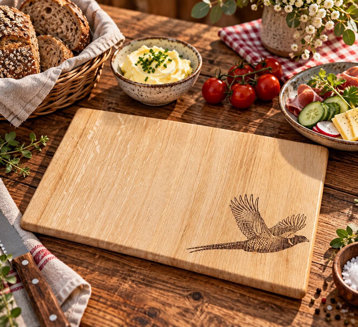 Echtholz Brotzeitbrett mit Gravur Waldtiere