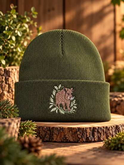 Weiche Mütze mit Wildschweindesign Jagd Natur Signalfarbe
