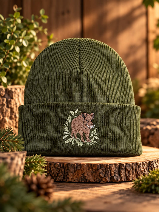 Weiche Mütze mit Wildschweindesign Jagd Natur Signalfarbe