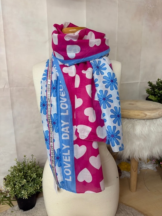Zwillingsherz Schal „Lovely Day Hearts“ in Mittelbau Pink