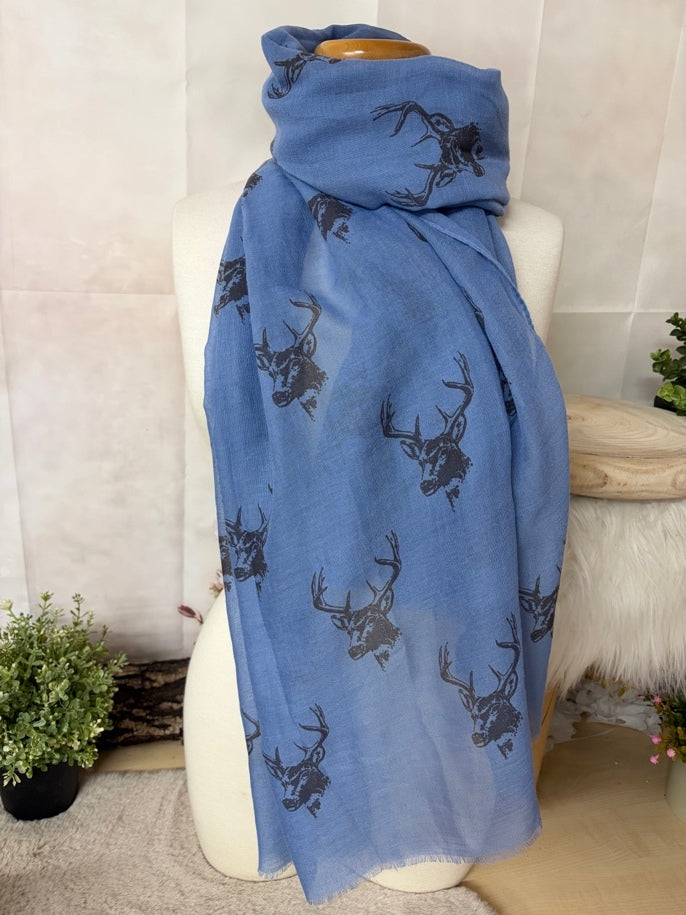 Zwillingsherz Schal „mit Hirsch“ in Blau
