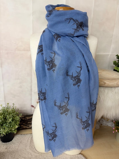 Zwillingsherz Schal „mit Hirsch“ in Blau