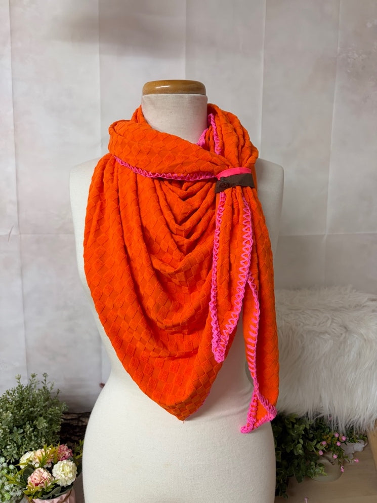 LOT83 Dreieckstuch „Schal Dreieckstuch London“ – Orange/ Pink