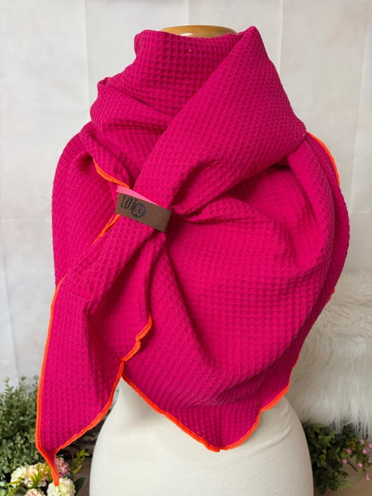 LOT83 Dreieckstuch „Waffelmuster Paris“ – Pink/ Orange