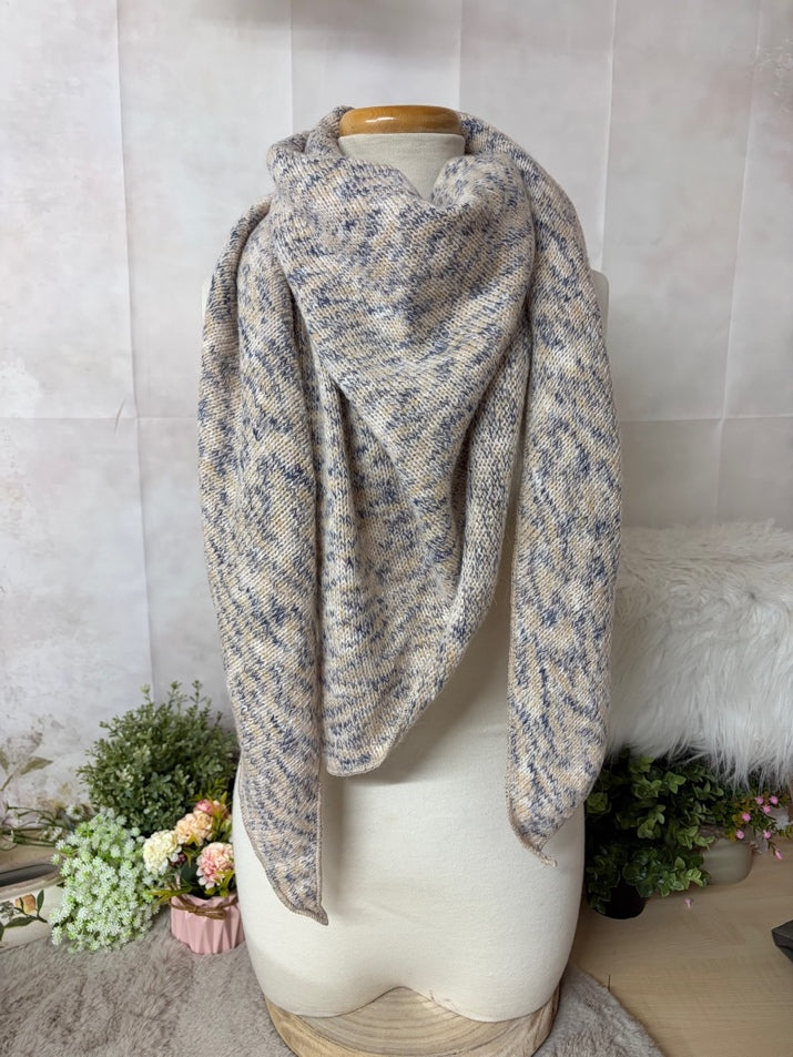 Zwillingsherz Dreieckstuch „Bella“ – Beige/ Blau