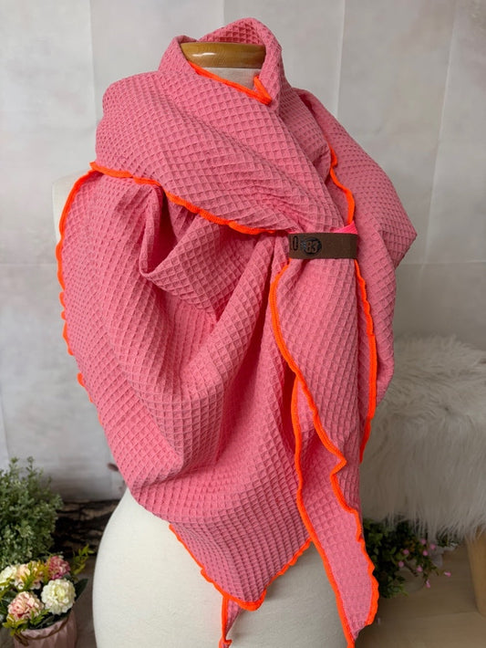 LOT83 Dreieckstuch „Waffelmuster Florenz“ – Rosa/ Orange