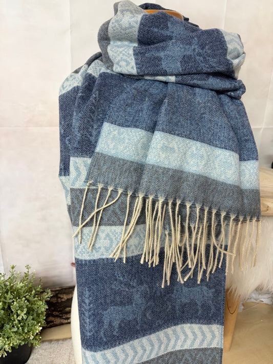 Zwillingsherz Schal „Hirsch - Polyester“ in Blau