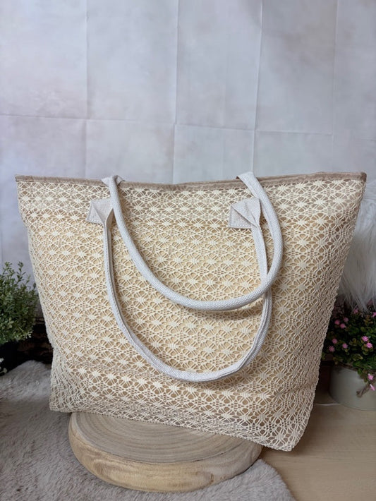 Zwillingsherz Strandtasche – Beige in Beige