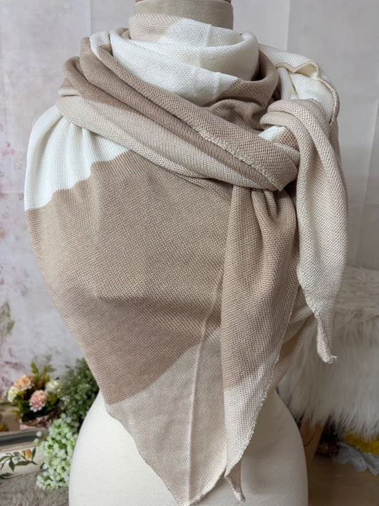 Zwillingsherz Dreieckstuch „Elisa - Baumwollmix“ – Beige/ Weiß