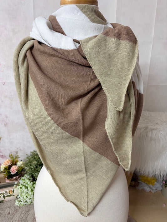Zwillingsherz Dreieckstuch „Isabella“ – Braun/ Beige/ Weiß
