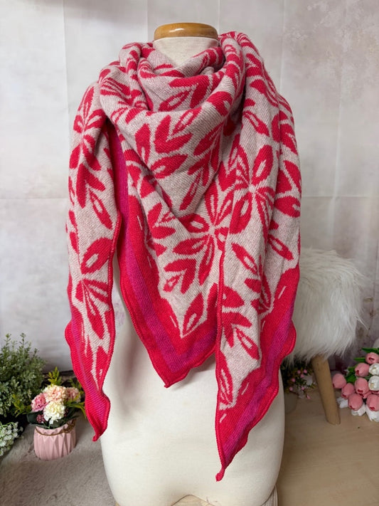 Zwillingsherz Dreieckstuch „Eden“ – Pink/ Rot/ Beige