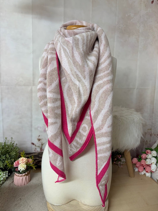 Zwillingsherz Dreieckstuch „Emilia“ – Pink/ Weiß/ Beige