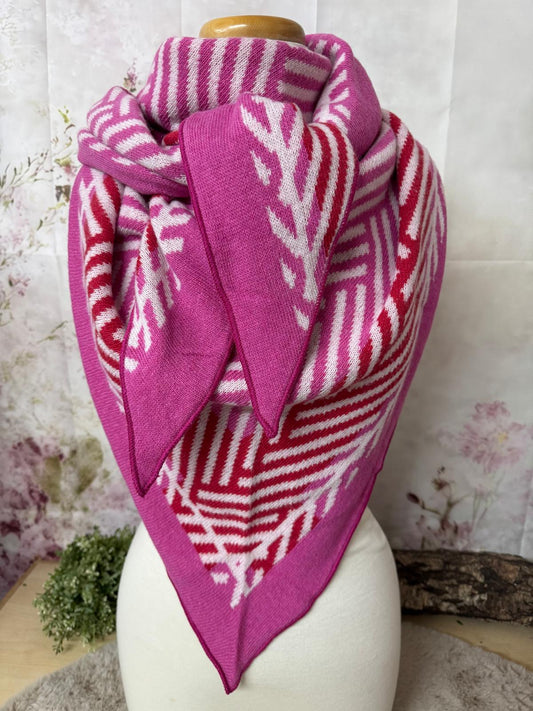 Dreieckstuch Ella – Rot/ Rosa/ Weiß