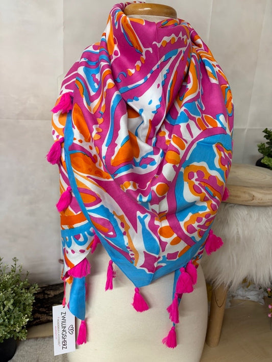 Zwillingsherz Dreieckstuch „Unique Paisley Mit Troddeln“ in Multi